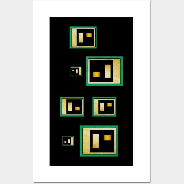 Green Black And Gold Geometric Wall Art by crunchysqueak